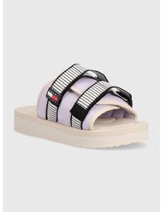 Pantofle Tommy Jeans TJW CITY HIKE SANDAL dámské, béžová barva, EN0EN02544