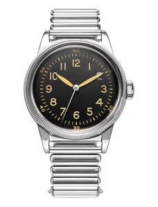 Praesidus Watches Stříbrné pánské hodinky Praesidus s ocelovým páskem A-11 Type 44 Patina 38MM