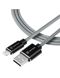 Tactical Aramid extra pevný kabel USB A/Lighting MFI 1m Šedá