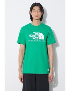 Bavlněné tričko The North Face M Berkeley California S/S Tee zelená barva, s potiskem, NF0A87U5PO81