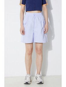 Kraťasy adidas Originals 3S Cargo Shorts dámské, fialová barva, s aplikací, high waist, JH1075