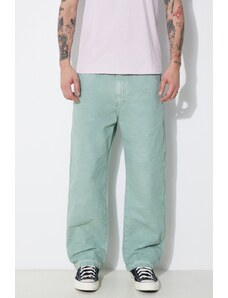 Bavlněné kalhoty Human Made Garment Dyed Painter Pants zelená barva, jednoduché, HM27PT008