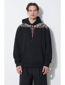 Bavlněná mikina Marcelo Burlon Grizzly Wings Regular Hoodie pánská, černá barva, s kapucí, s potiskem, CMBB007S24FLE0021020