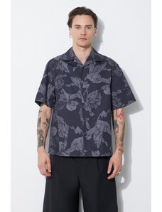 Bavlněná košile Neil Barrett Boxy Bold Flowers Print Short Sleeve Shirt šedá barva, regular, MY60214A-Y059-763N