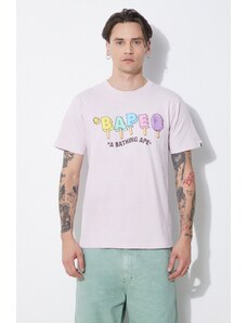 Bavlněné tričko A Bathing Ape Bape Popsicle Tee fialová barva, s potiskem, 1J30110069