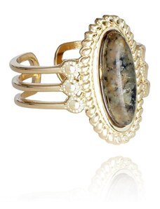 Flamenco Mystique 14karátový pozlacený prsten z nerezové oceli, světle zlatá barva, odolný vůči povětrnostním vlivům
