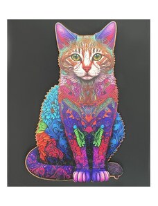 Kruzzel Dřevěné Puzzle s Motivem Kočky, Vícebarevné, 130 Dílků, 38 x 24 cm
