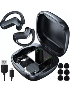 Izoxis Bezdrátová Sluchátka 5.0 s Powerbankou a Dotykovým Ovládáním, Černá, ABS+PC, 4.5x7.5x4 cm