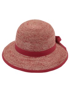 Fiebig Dámský letní nemačkavý slaměný klobouk Cloche - Crochet Cloche Red Melanž