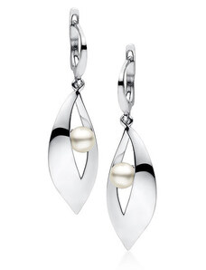 Stříbrné (925) elegantní náušnice s perlou