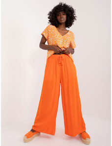 BASIC Oranžové široké letní kalhoty -orange Oranžová