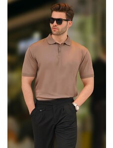 Madmext Brown Men's Polo Neck Plain T-Shirt 6882