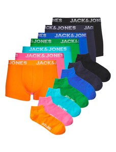 JACK & JONES Boxerky 'COLE' modrá / námořnická modř / azurová / zelená / tmavě oranžová / pitaya / černá