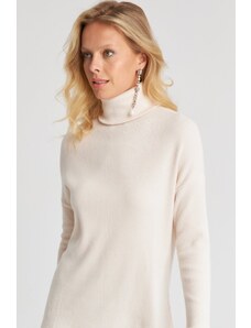 Cool & Sexy Women's Vanilla Turtleneck Ribbed Knitwear Sweater