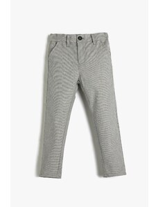 Koton Fabric Trousers with Pockets, Ribbed Cotton, Adjustable Elastic Waist.