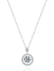 GRACE Silver Jewellery Stříbrný náhrdelník Penelope 1 ct MOISSANITE + CERTIFIKÁT