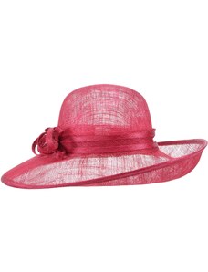SEEBERGER Cloche bordó slavnostní klobouk s ozdobou - ze sisálové slámy