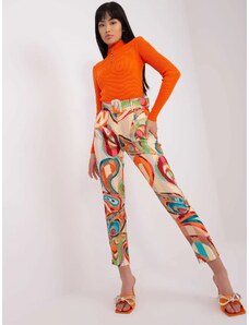 Oranžové vzorované retro kalhoty FPrice, S