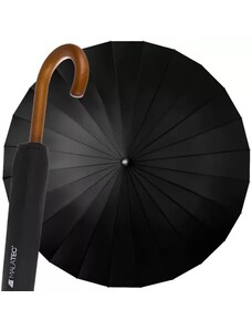 Malatec Velký vládní deštník, černý, 145 cm, sklolaminátové dráty a dřevěná rukojeť