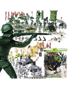 Kruzzel Vojenská základna XXL s 300 kusy, plastové figurky, včetně pouzdra 32x12x27 cm