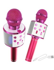Izoxis Multifunkční Karaoke Mikrofon s Reproduktorem, Růžový, Bluetooth 4.0, Vestavěná Baterie 1200mAh