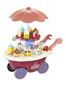 Kruzzel Interaktivní vozík na zmrzlinu s doplňky, barevný, plastový, 40x32x20 cm