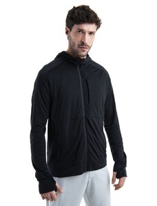 Pánská merino mikina s kapucí, zip ICEBREAKER Mens Merino 200 Realfleece IB X TNF LS Zip Hoodie, Black velikost: L