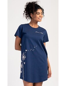 Vienetta Dámská noční košile s krátkým rukávem Pampeliška - tmavě modrá