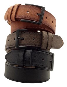 R0928 Dewberry Set Of 3 Mens Belt For Jeans And Canvas-BLACK-BROWN-TABA