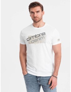 Ombre Clothing Jedinečné bílé tričko s nápisem V1 TSPT-0139