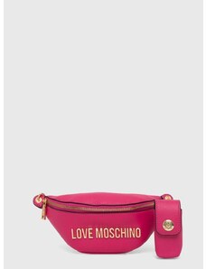 Kožená ledvinka Love Moschino růžová barva, JC4329PP0GK1060A