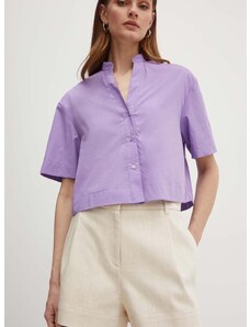Bavlněná košile MAX&Co. fialová barva, relaxed, 2416111074200