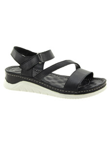 YO Dámské kožené černé sandály YO-022-05-6102-BLACK-255