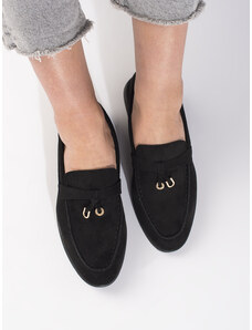Shelvt Women's black suede loafers