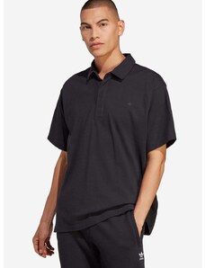 Bavlněné polo tričko adidas Originals Essentials černá barva, HR8677-black