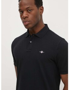 Bavlněné polo tričko Gant černá barva