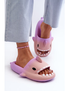 Kesi Dámské lehké pěnové pantofle s motivem žraloka, fialová a růžová, Kasila