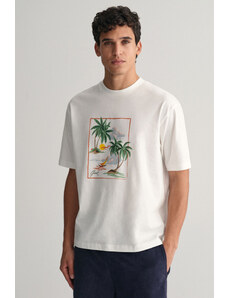 TRIČKO GANT HAWAII PRINTED GRAPHIC SS T-SHIRT bílá S