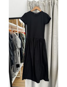 Dámské bavlněné šaty POPLIN krátký rukáv černé - XXL