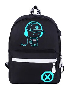 Verk 27137 Chytrý svítící batoh Unisex s USB, 19l, černý