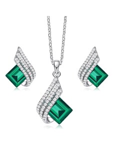 GRACE Silver Jewellery Stříbrná souprava šperků Swarovski Elements Marisa Smaragd