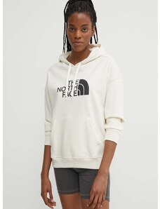 Bavlněná mikina The North Face W Light Drew Peak Hoodie dámská, bílá barva, s kapucí, s potiskem, NF0A3RZ4QLI1