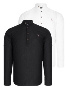 DOUBLE SET G783 DEWBERRY JUDGE COLLAR SHIRT-WHITE-BLACK