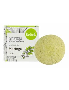 Kvitok Přírodní tuhý šampón s kondicionérem proti lupům Moringa XL 50 g