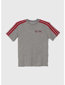 Dětské bavlněné tričko adidas Originals šedá barva, s aplikací