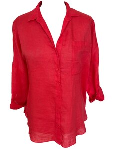 Červená lněná oversize košile Caroll