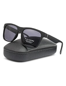 Camerazar Pánské polarizační sluneční brýle s UV-400 kat. 3 filtrem, matně černé, šedé čočky, v pevném pouzdře