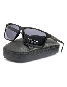 Camerazar Pánské sportovní sluneční brýle s UV polarizací a pevným pouzdrem, matně černé, šedé polarizační čočky