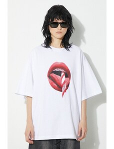 Bavlněné tričko Fiorucci Mouth Print Boxy bílá barva, s potiskem, M01FPTSH103CJ01WH01