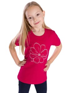 Betty Mode (ušito v ČR) Dívčí tričko Betty mode tmavě růžové s kytičkou